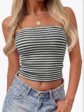 🖤🤍 B&W Striped Knit Tube Top | BLACK AND WHITE